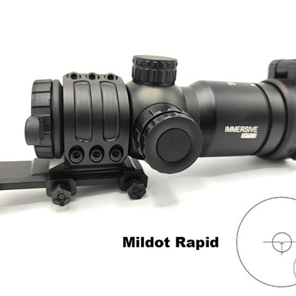 Immersive Optics 5x30 PRO MILDOT RAPID w/MOA ADJ MOUNTS - Extended Eye Relief