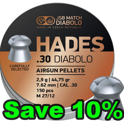 JSB Hades .30 - 44.75g - 7.62 - 150 per Tin - 10 Tin Bundle