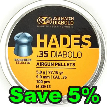 JSB Hades .35 - 77.16g - 9.0mm - 100 per Tin - 5 Tins