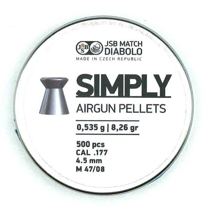 JSB Simply Airgun Pellets .177 - 4.5mm / 500 Per Tin / 8.26g