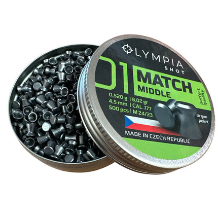 Olympia Shot Airgun Pellet - Match Middle 4.5mm / 8.02gr 500 per Tin