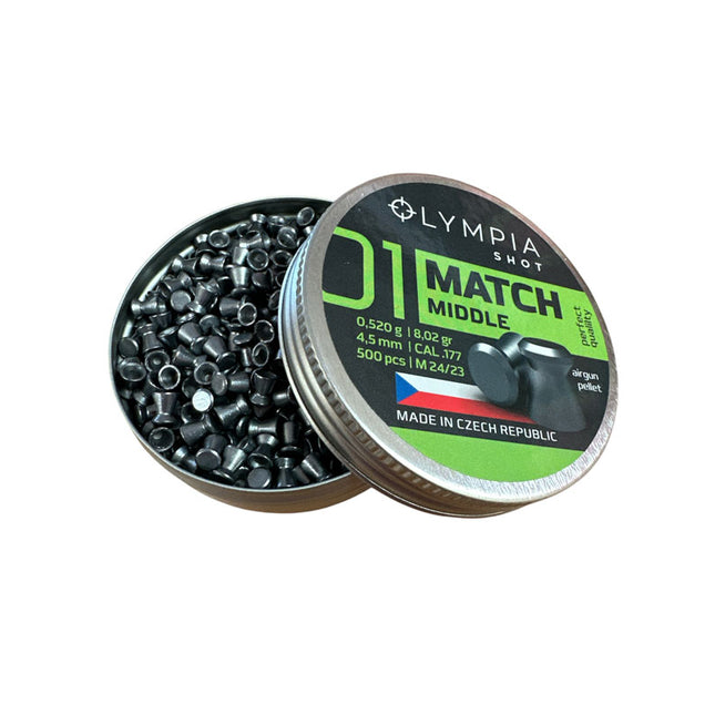 Olympia Shot Airgun Pellet - Match Middle 4.5mm / 8.02gr 500 per Tin