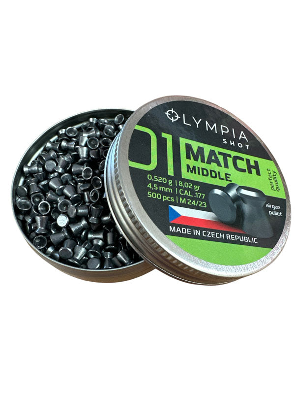 Olympia Shot Airgun Pellet - Match Middle 4.5mm / 8.02gr 500 per Tin