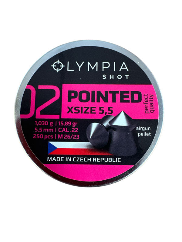 Olympia Shot Airgun Pellet - Pointed Middle 5.5mm / 15.89gr 250 Per Tin