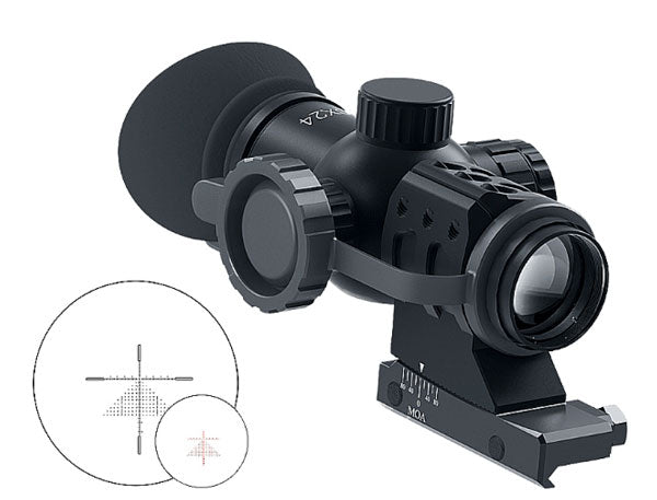 Immersive Optics Prismatic Scope 10x24 MILDOT EXTENDED w/MOA ADJ MOUNTS Reticle