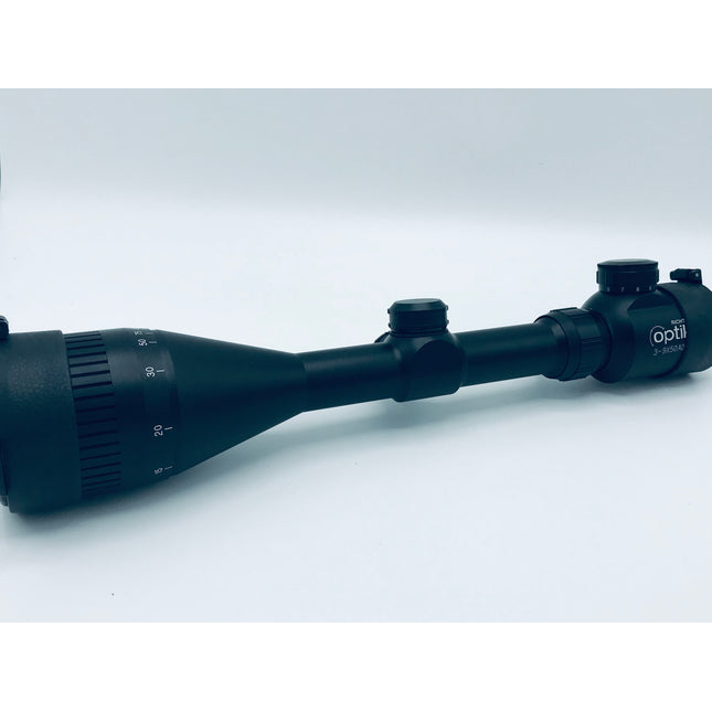 Richter Optik 3-9x50 AOE - QO9 Mil Dot Dynamic Zoom Airgun Scope - Illuminated side