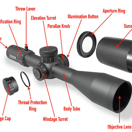 Element Optics - Theos 6-36x56 FFP APR-2D MRAD parts breakdown