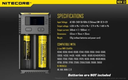 Nitecore New i2 Intellicharger - Mains Charger Specs
