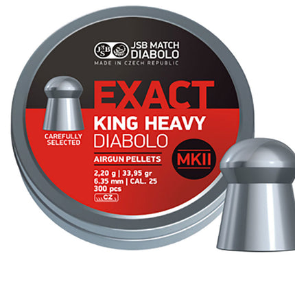 JSB Exact .25 King Heavy Diabolo MK2 - 33.95g - 6.35 - 300 Per Tin