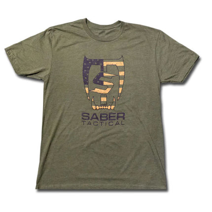 Saber Tactical - Short Sleeve T-Shirt - Green US Logo