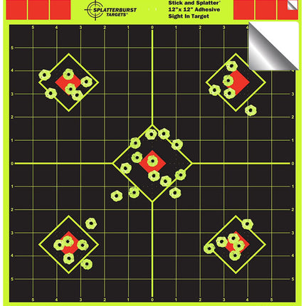 Splatterburst Targets - 12"x12" Sight In "Stick & Splatter" Self Adhesive