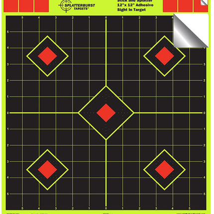 Splatterburst Targets - 12"x12" Sight In "Stick & Splatter" Self Adhesive