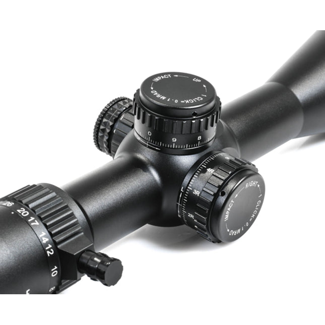 Wulf Defender 4.8-26 x 56 MRAD 0.1 Illuminated FFP 34mm Rifle Scope turrets